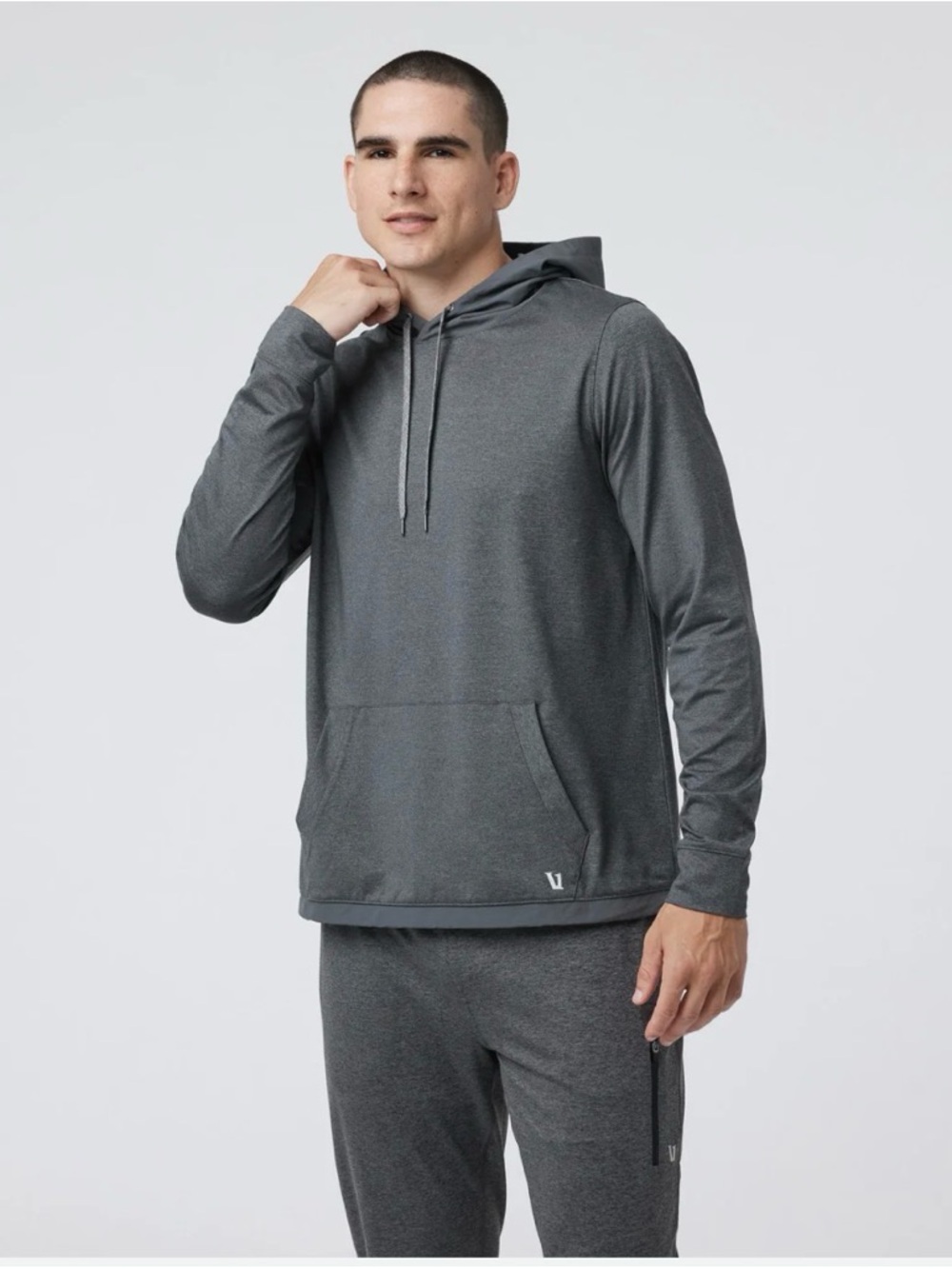 Vuori Men's Sunday Element Charcoal Gray Lightweight Hooded Pullover